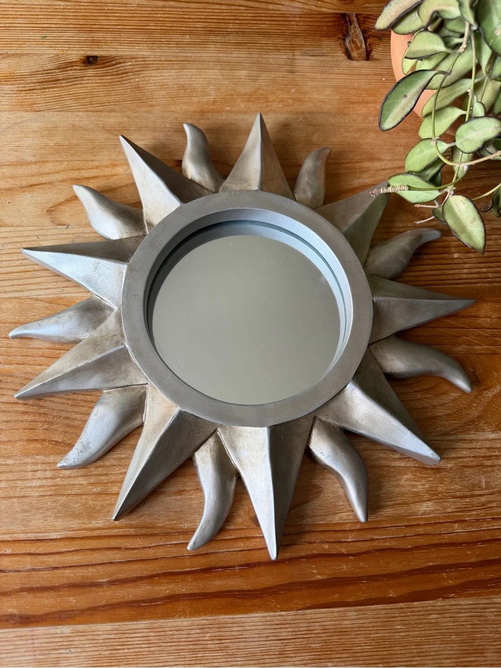 Vintage Silver Sunburst Wall Mirror